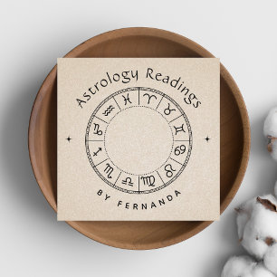 Astrologiläsningar Zodiac Lunar-tecken Astrolog Fyrkantigt Visitkort