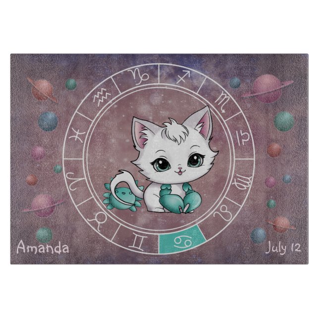Astrologisk cancer Cute Zodiac Wheel hos katt (Framsidan)