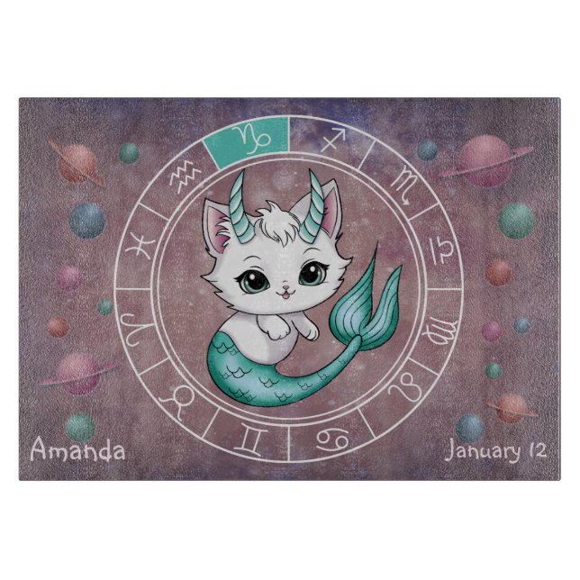 Astrologisk Capricorn Cute cat Zodiac Wheel (Framsidan)