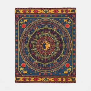 Astrologisk orientalisk Matta-design Fleecefilt
