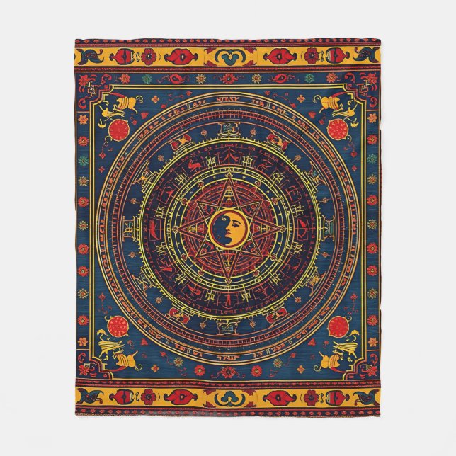 Astrologisk orientalisk Matta-design Fleecefilt (Framsidan)