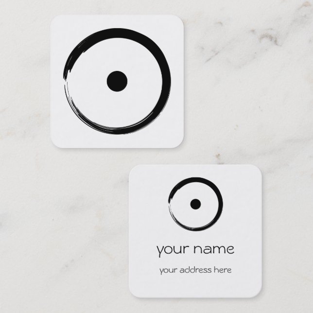 Astrologisk Sol-signal - buddism Zen Circle 1 Fyrkantigt Visitkort (Fram/baksida)