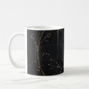 Astrologisk stjärna karta svarta guld-stjärnor kaffemugg