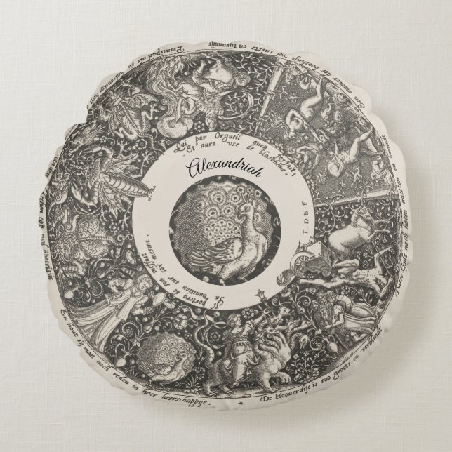 Astrologisk teckenstjärna karta Astronomirunda fyl Rund Kudde (Framsidan)