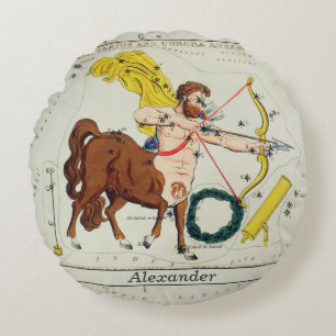 Astrologisk teckenstjärna karta Sagittarius Round Rund Kudde