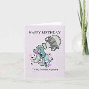 Astrologisk zodiaksignal Cute Aquarius Birthday Kort