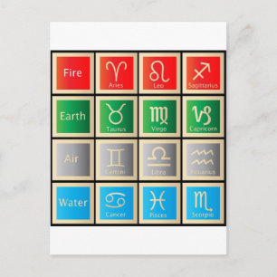 astrologiska tecken födelsetecken zodiell astrofi vykort