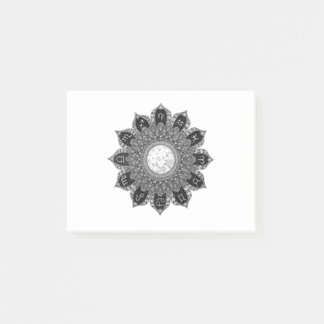 Astrologiska tecken Mandala Post-it Block (Framsida)