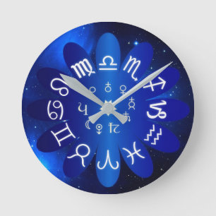 Astrologiska tecken på Zodiac Horoscope Rund Klocka