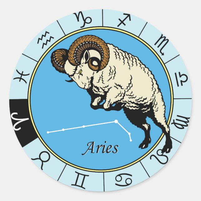 astrologiska zodiactecken runt klistermärke (Framsida)