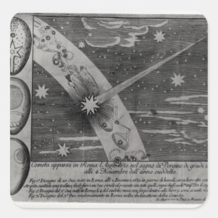 Astrologiskt diagram av komet fyrkantigt klistermärke