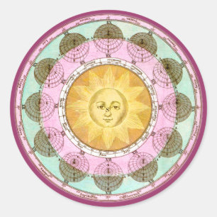 Astrologiskt rulla med solen runt klistermärke