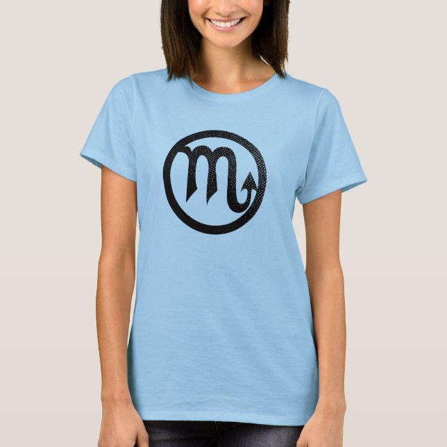 Astrologiskt symbol för bekymrad Scorpio Tee Shirt (Framsida)