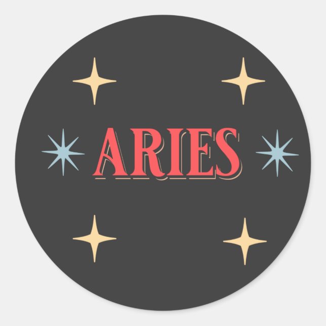Astrologiskt tecken runt klistermärke (Framsida)