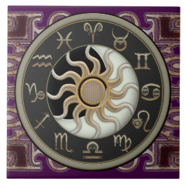 Astrologisol och måne kakelplatta