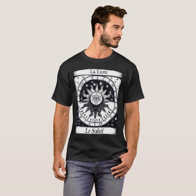 Astrologisol- och måneilluminati t shirt (Hel framsida)