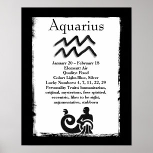 Astrologitecken Aquarius Horoscope Zodiac Symbol Poster
