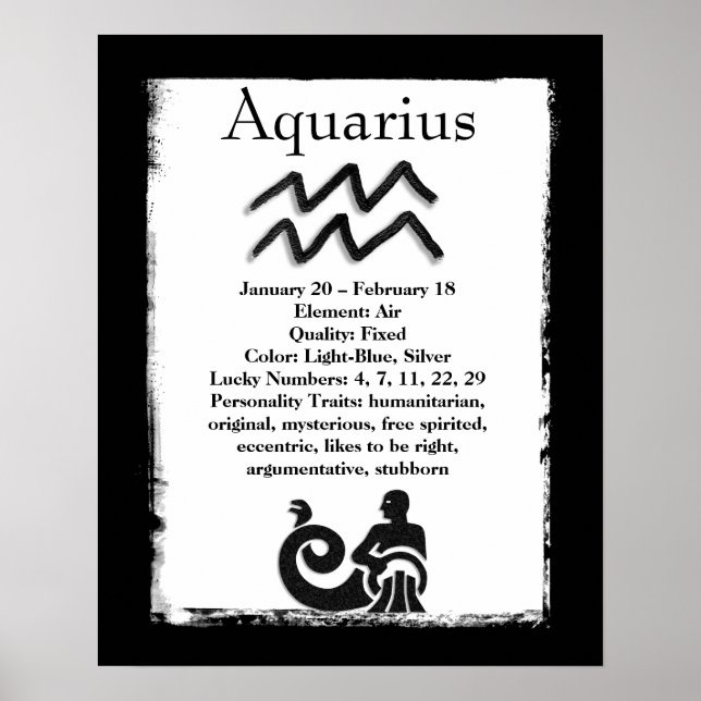 Astrologitecken Aquarius Horoscope Zodiac Symbol Poster (Framsidan)