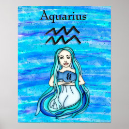 Astrologitecken Aquarius Horoscope Zodiac Symbol Poster