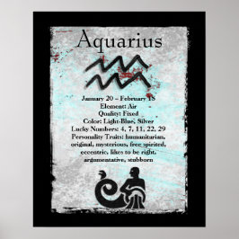 Astrologitecken Aquarius Horoscope Zodiac Symbol Poster