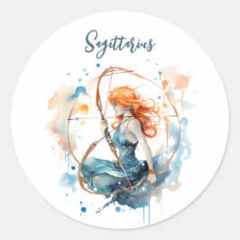 Astrologizodiaktecken på Sagittarius vattenfärg Runt Klistermärke