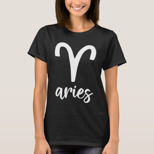 Astrology Aries Zodiac T Shirt (Framsida)