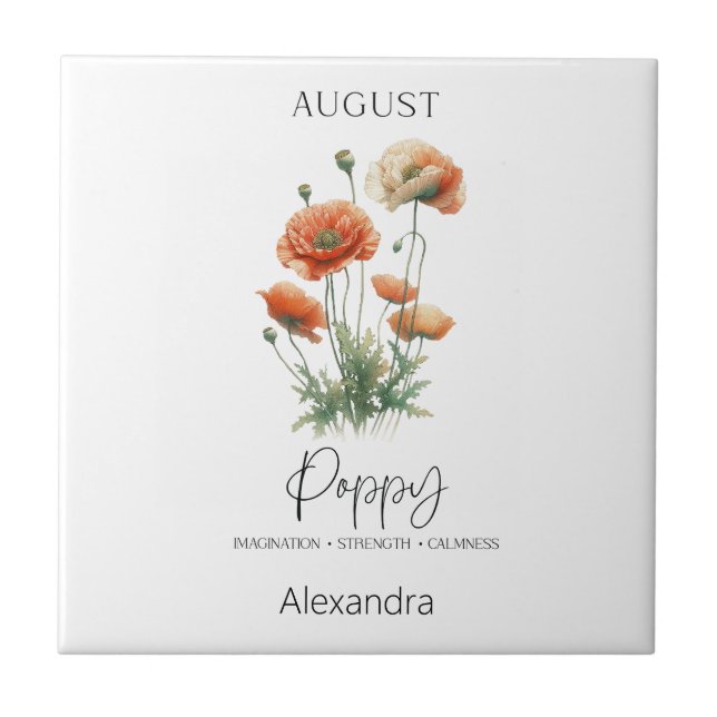 Astrology Birth Month August | Blomvallmo Kakelplatta (Framsidan)
