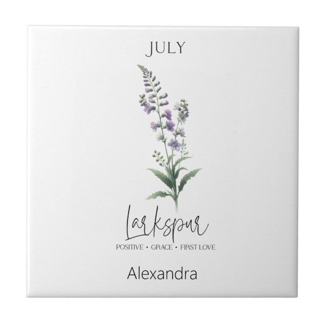 Astrology Birth Month juli | Flower Larkspur Kakelplatta (Framsidan)