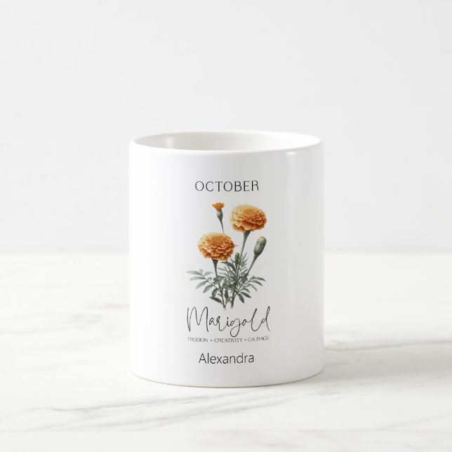 Astrology Birth Month oktober | Flower Marigold Kaffemugg (Center)