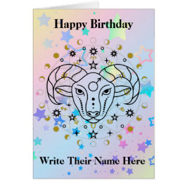 Astrology Birthday Card 21-19 mars Hälsningskort