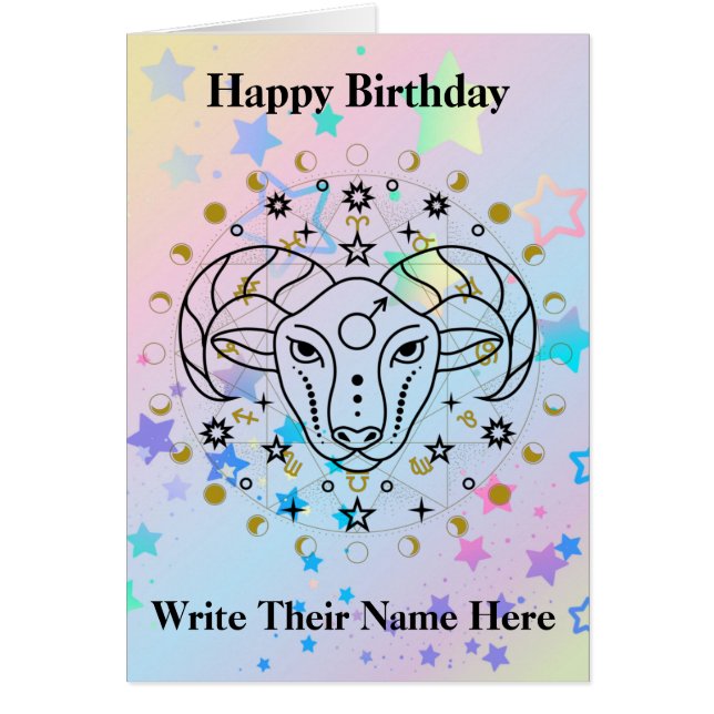 Astrology Birthday Card 21-19 mars Hälsningskort (Framsidan)