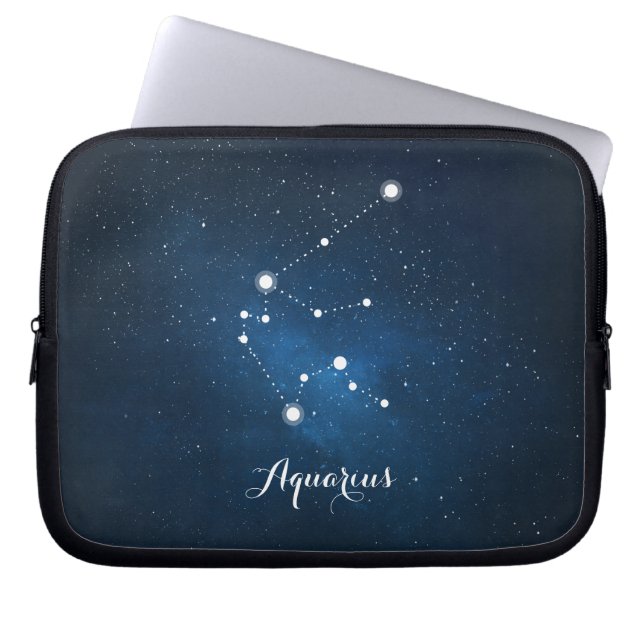Astrology Blue Nebula Aquarius Zodiac-tecken Laptop Sleeve (Framsidan)