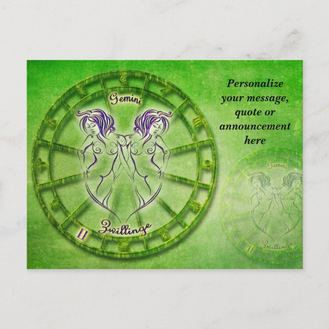 Astrology Gemini Horoscope Personalize Message Meddelande Vykort (Framsida)
