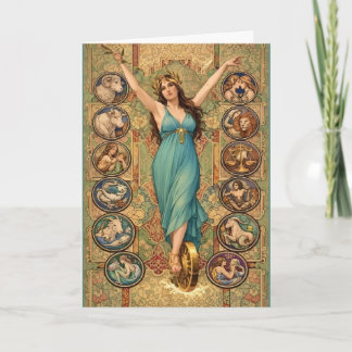 Astrology Goddess Art Nouveau Zodiac  Kort