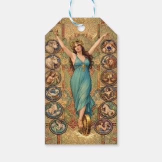 Astrology Goddess Art Nouveau Zodiac  Presentetikett