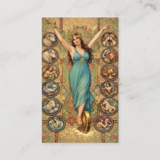 Astrology Goddess Art Nouveau Zodiac  Visitkort