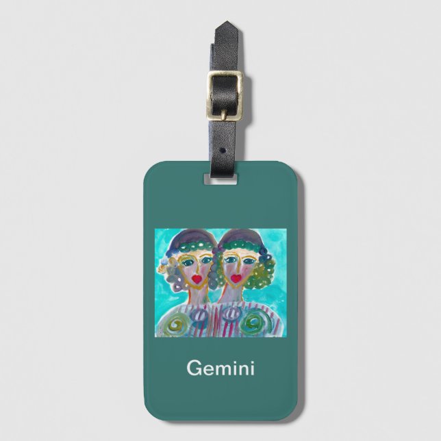 Astrology Horoscope Gemini Acrylic Luggage Tag Bagagebricka (Framsida vertikal)