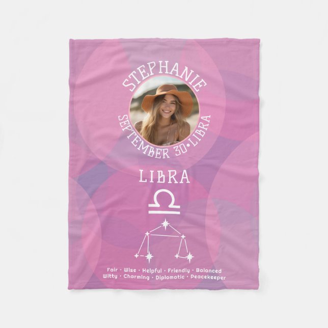 Astrology Libra Zodiac-tecken Foto Anpassningsbar  Fleecefilt (Framsidan)