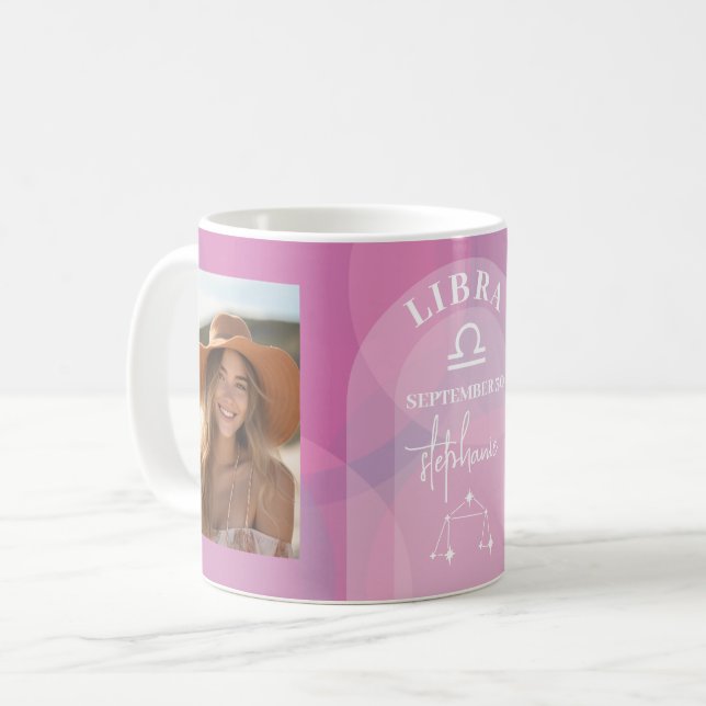 Astrology Libra Zodiac-tecken Foto Anpassningsbar  Kaffemugg (Framsida vänster)