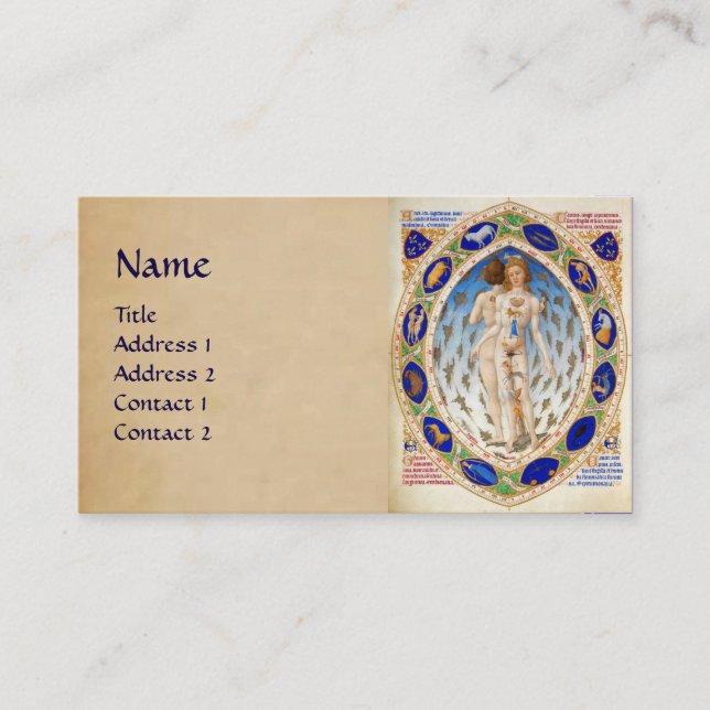 ASTROLOGY OCH ZODIACAL SIGNS Astrolog Parchment Visitkort (Framsida)