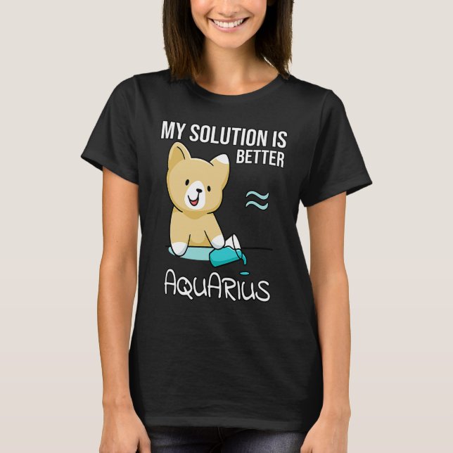Astrology Saying Cute Cat Zodiac Sign Aquarius T Shirt (Framsida)