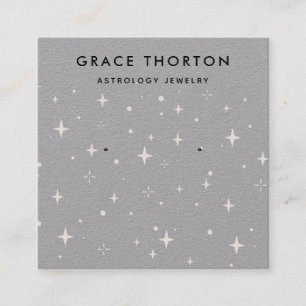 Astrology Stars Stud Earring Visning Grått Kraft Fyrkantigt Visitkort