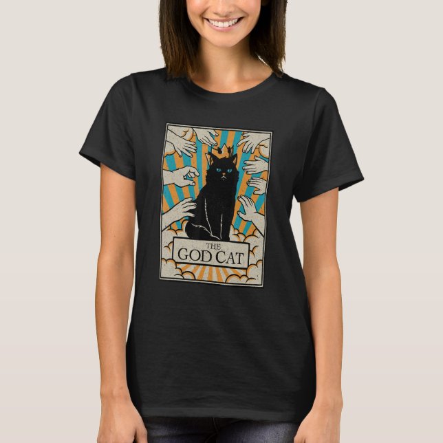 Astrology The God Cat Goth Tarot Card Reader Witch T Shirt (Framsida)