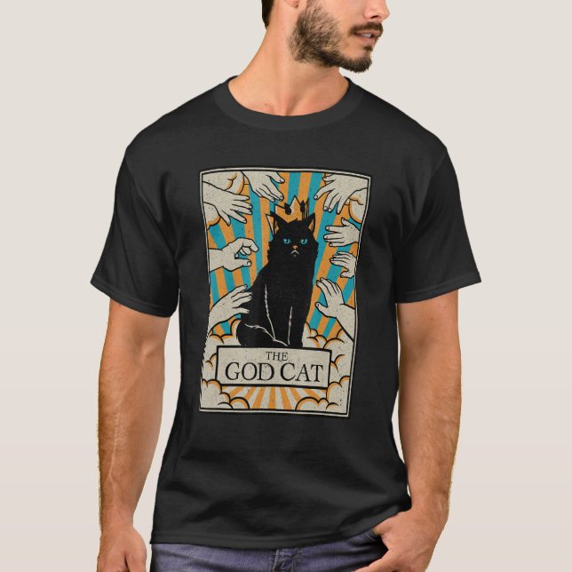 Astrology The God Cat Goth Tarot Card Reader Witch T Shirt (Framsida)
