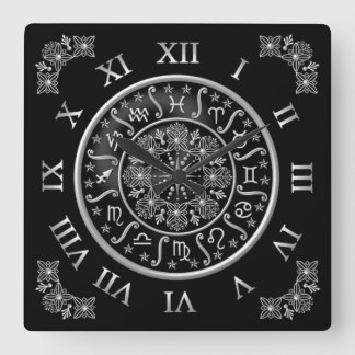 ASTROLOGY WALL CLOCK FYRKANTIG KLOCKA
