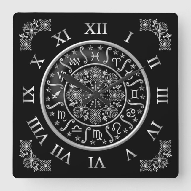 ASTROLOGY WALL CLOCK FYRKANTIG KLOCKA (Framsida)