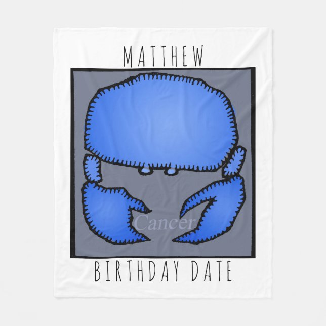 Astrology Zodiac Cancer Signera Birthday namn B Fleecefilt (Framsidan)