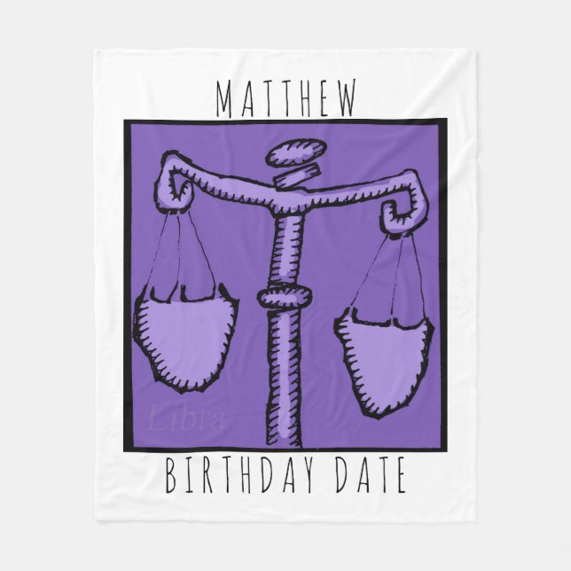 Astrology Zodiac Libra Sign Birthday namn Bkt Fleecefilt (Framsidan)