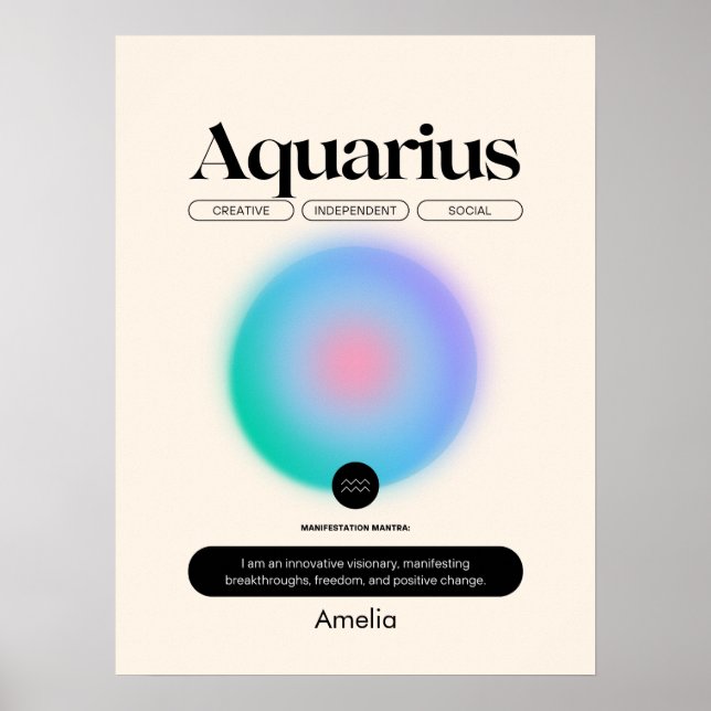 Astrology Zodiac Sign Aquarius Poster (Framsidan)