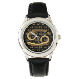 Astrology Zodiac Sign Cancer Black Guld Elegant Armbandsur